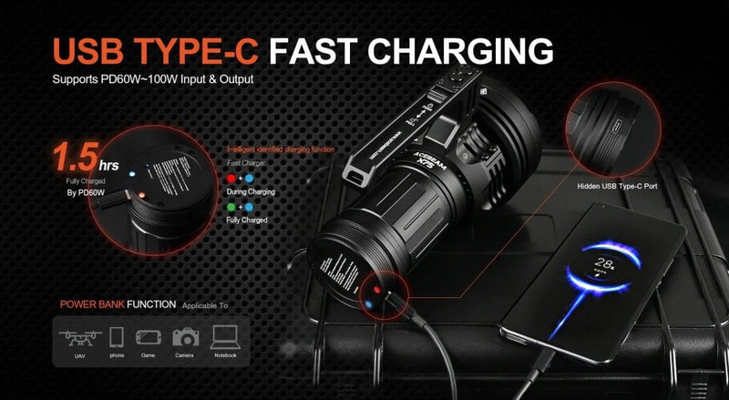 Load image into Gallery viewer, AceBeam X75 Brightest LED Power Bank Flashlight - 80,000 Lumens