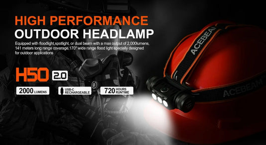 Acebeam H50 2.0 High Performance Headlamp - 2000 Lumens