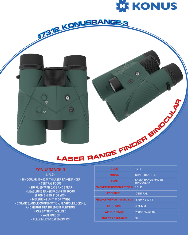 Load image into Gallery viewer, Konus Range-3 10×42 Laser Rangefinder Binocular
