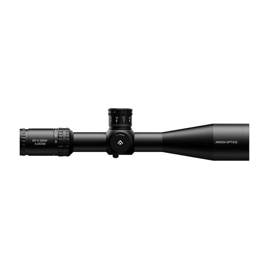 Arken Optics EP-5 GENII 5-25×56 FFP Illuminated VPR/TOR — Zero Stop —34mm Tube (MOA/VPR, MRAD, MRAD/VPR)