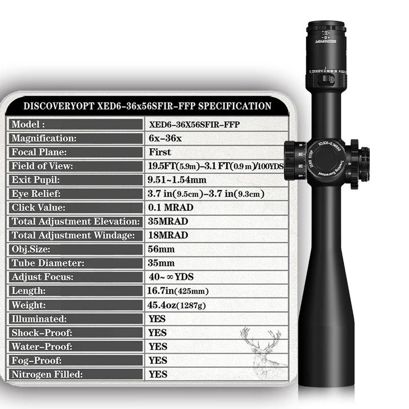 Load image into Gallery viewer, DISCOVERYOPT XED 6-36X56SFIR FFP-MRAD
