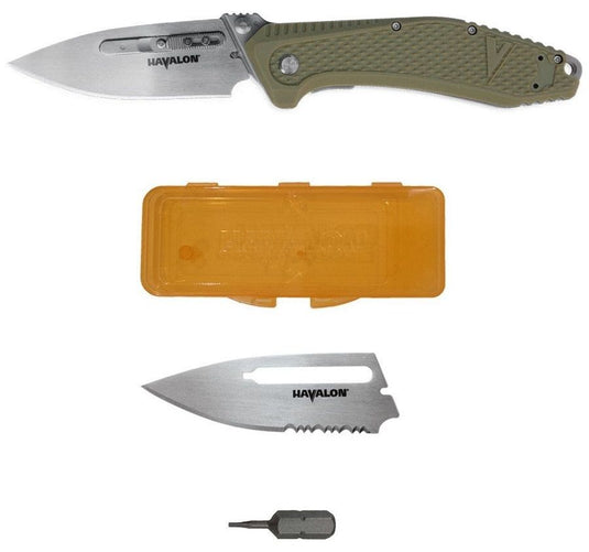 Havalon EDC Redi-Lock Assisted Folding Knife - Green, 3
