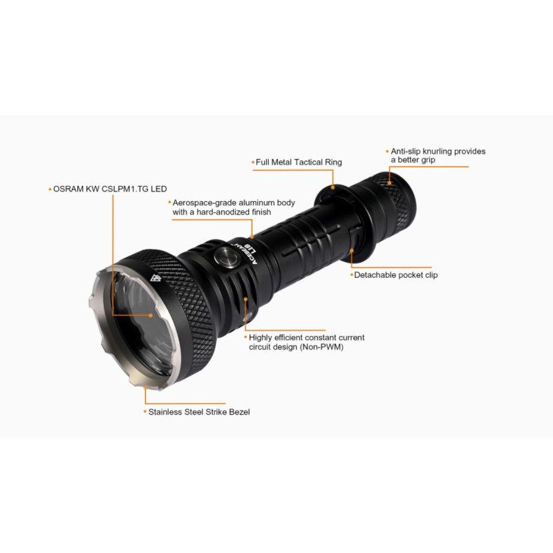 Load image into Gallery viewer, Acebeam L18 LED Tactical Flashlight - 1500 Lumens, White
