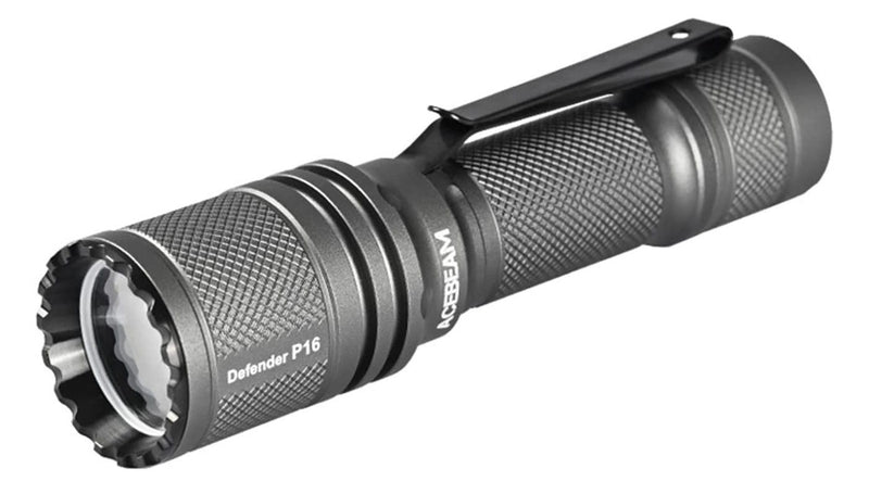 Load image into Gallery viewer, Acebeam P16 Defender Dual Tail Switch Tactical Flashlight - 1800 Lumens, Grey
