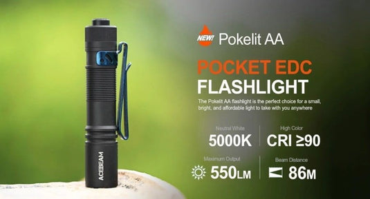 Acebeam Pokelit AA Everyday Flashlight - 550 Lumen, Black